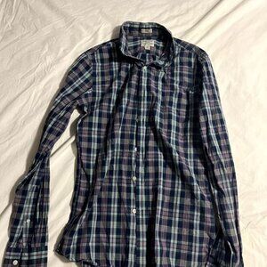 J. Crew Non-Iron Slim Fit Button Down Blue and Purple Casual Shirt - Size XS